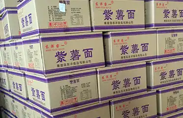 Zijn paarse zoete aardappelnoedelcakes gefrituurd? Dongyang Foods maakt gebruik van een niet-gefrituurd proces.