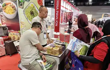Dongyang Food Instant Noodle Block op de Halal-tentoonstelling in Maleisië